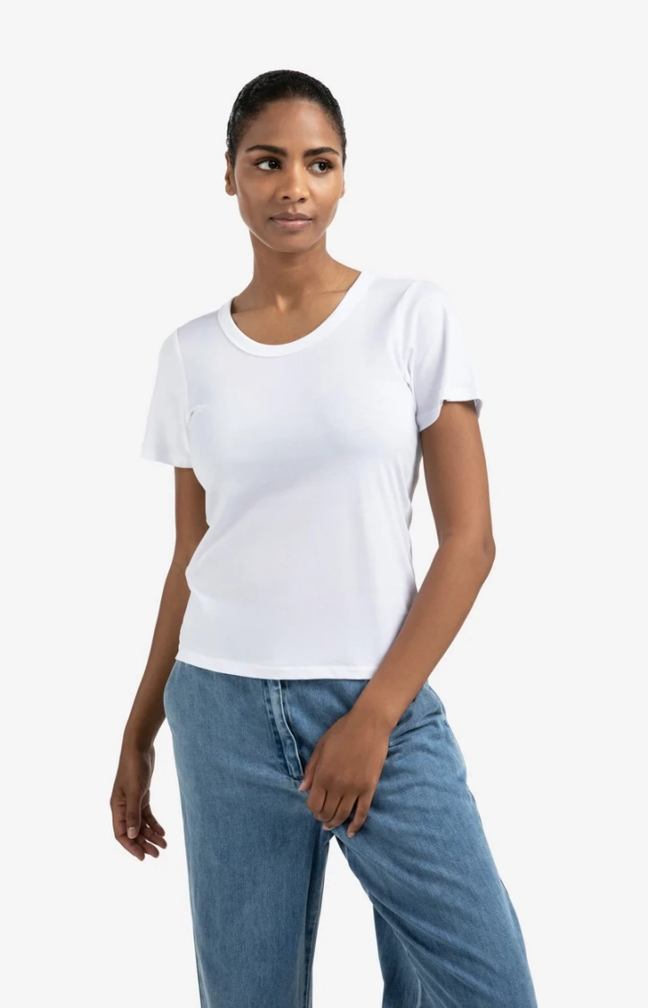 Tshirt met ronde ribhals 00000 Pure white